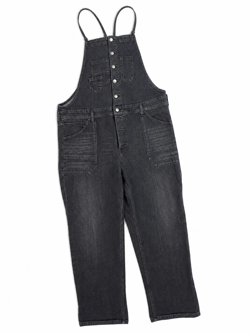 Pilcro Anthropology Black Denim Overall Jumpsuit with Button Front